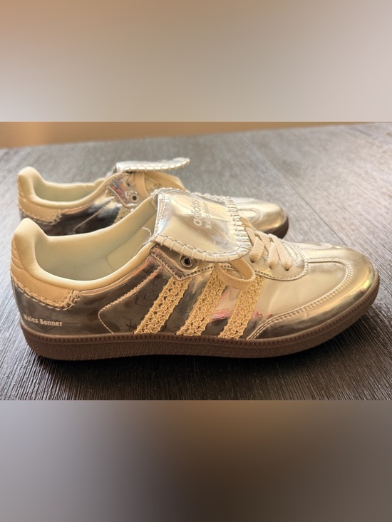 adidas Shoes - adidas Wales Bonnet Metallic white and silver Lace-Accent Sneakers